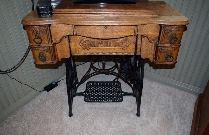 Antique oak sewing machine