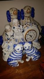 Porcelain figures and clock