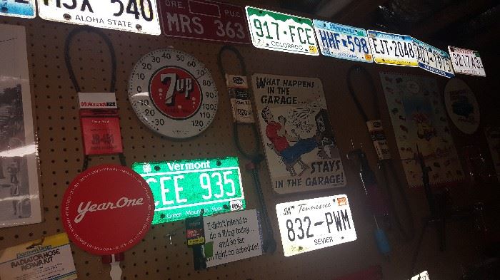 Advertising signs, license plates
