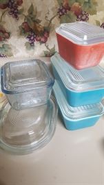 Vintage Pyrex and Fire King refrigerator dishes