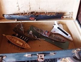 Model boats! Vintage suitcase!