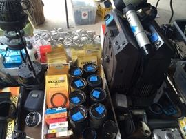lots of electronics and vintage camera equipment