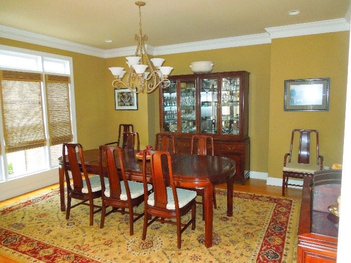 Rosewood Dining Table, Chairs, China Cabinet