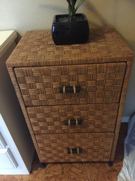 Bamboo mini dresser with three drawers