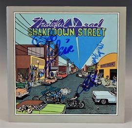 Grateful Dead Autographed Album
Shakedown Street
signed by Jerry Garcia, Mickey Hart,
Bob Weir, Phil Lesh, Billy Kreutzmann
