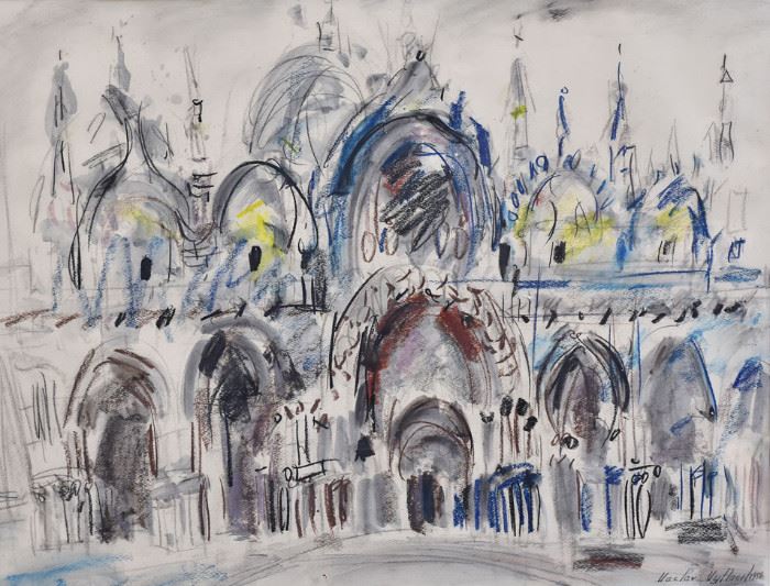 Vaclav Vytlacil
Untitled (Cathedral)
23" x 30 1/2" conte crayon with pencil
signed and dated 1956 lower right