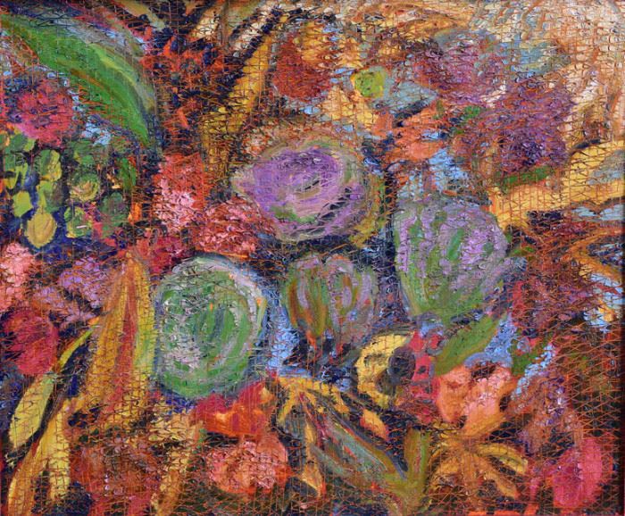 Hunt Slonem	
Fruit
26" x 31"  oil on board
signed and dated 2003 verso 
(For Jane)