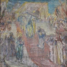 Marius Alexander Jacques Bauer
A Processional
20 1/2" x 20" pastel on paper
signed lower left