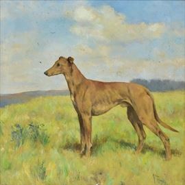 Arthur Wardle
Greyhound
11 3/4" x 11 1/2" oil on board
signed lower right
