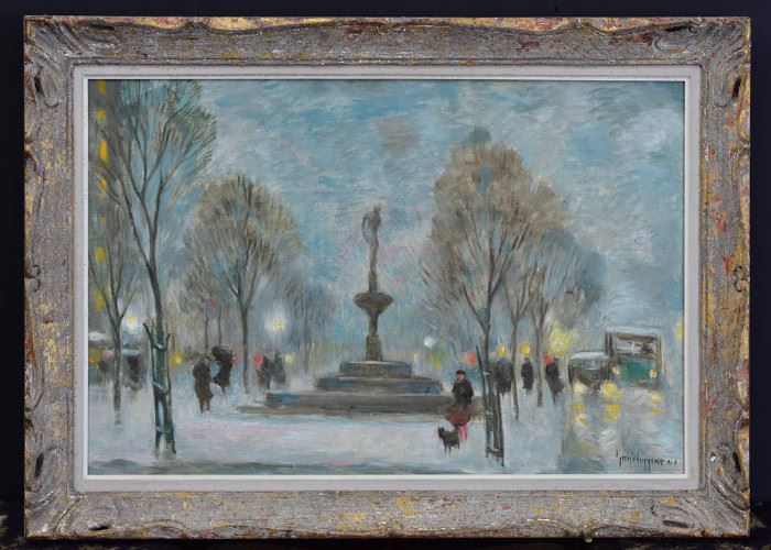 Guy Wiggins
The Plaza
19 1/2" x 29 1/2" oil on canvas
signed lower right