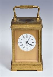 French Repeater Carriage Clock
5" high (excluding handle)
retailed by Dent
late 19th century