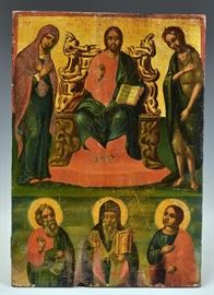 Greek Icon
Christ with Saints
17" x 12" painted on board
mid-19th century
with Christie's Auction label 3/21/06