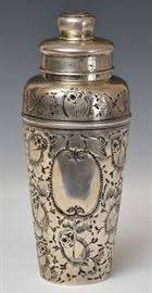 Tiffany & Co. Sterling Silver Martini Shaker
engraved with roses
10 1/2" high, 23 troy ounces
early 20th century