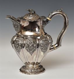 English William IV Sterling Teapot
9" high, 30.7 troy ounces
early 19th century