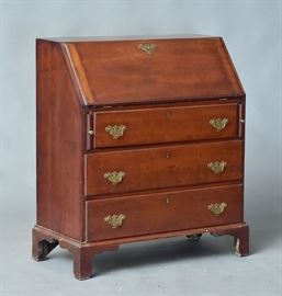 Chippendale Cherry Drop Front Desk
with bracket base
35" x 17 1/2", 41 1/2" high
late 18th century