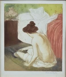 Manuel Robbe
In The Bedroom
12 1/2" x 10 3/4" (image) color etching
pencil signed lower right