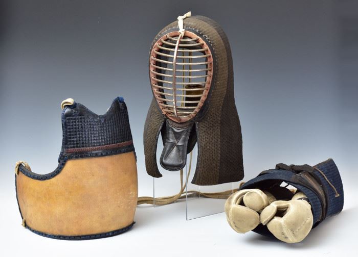 Japanese Fencing Equipment
including helmet, chest guard,
waist guard and gloves
child's size
circa 1930's