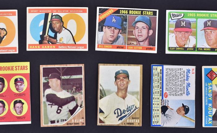 Collection of 1960's Baseball Cards 	
over 1100, mostly Topps, predominantly 1960-1964
including: 62T Koufax, ex, 62T Kaline ex,
60T Koufax, vg, 62 Post Mickey Mantle, 
60T Aaron All Star, ex, 63T Gaylord Perry (2), both ex,