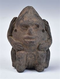 Pottery Frog Effigy Pendant
possibly from Guatemala
3 1/2" high
