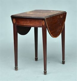George III Pembroke Table
with star inlaid top
40 1/2" x 26 3/4", 27 3/4" high
late 18th century