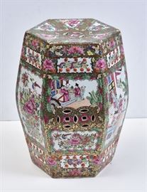 Chinese Rose Medallion Garden Seat
18" high
late 20th century
