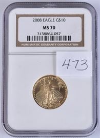 2008 Eagle$10 Gold Coin
MS70,  NGC