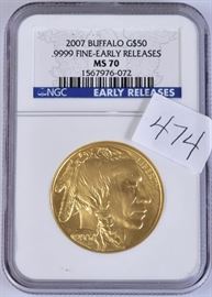 2007 Buffalo $50 Gold Coin
Early Releases, MS70, NGC