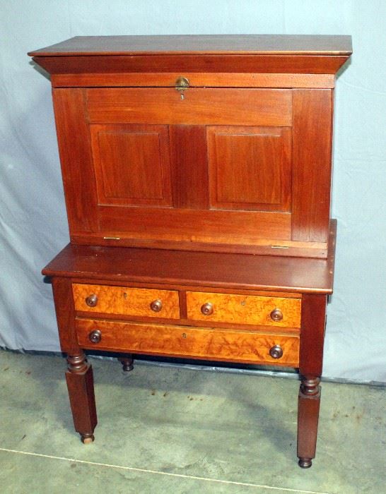 Early 1800's Plantation Desk, Dovetail Constructed Drawers, Flip-Open Top, 35.5" x 51" x 20"D