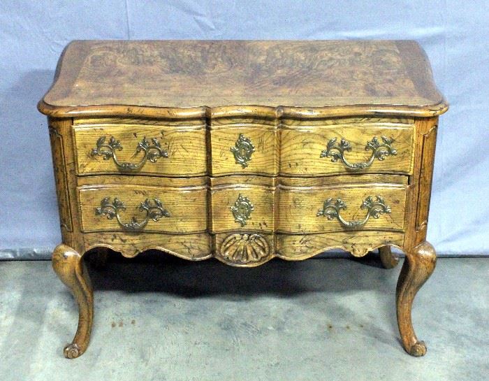 Baker Furniture Serpentine Front French Provincial Lowboy Commode Nightstand, 32"W x 24"H x 16"D