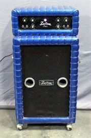 1960's Kustom K100 Retro Tuck and Roll Blue Sparkle Guitar Amp Head and Speaker Combo, Tested, Works