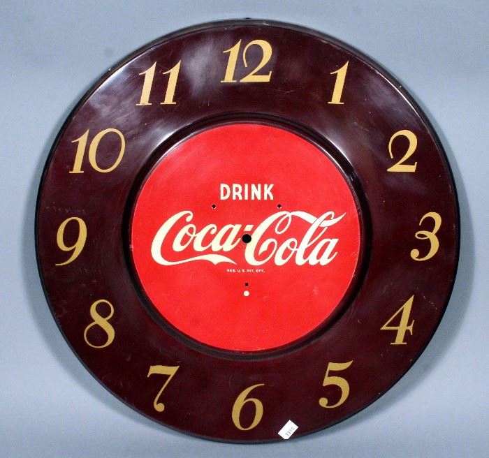 Vintage Metal Coca-Cola Clock Face Circa 1950's, 17.5"Dia