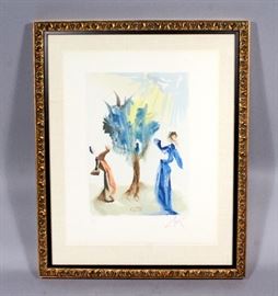 Asian Water Color Art Print, Pencil Initialed "HC", Matted and Framed, 14" x 17"