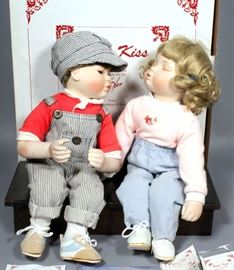 Hamilton Collection Porcelain Doll Sets, Includes "First Kiss" and "New Shoes" in Original Boxes