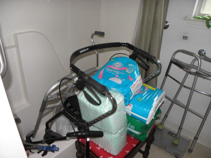 Diapers, pads, ambulatory equipment