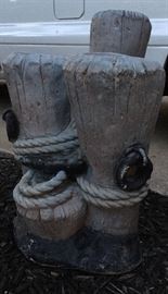 23" tall concrete dock posts / piers lawn statue (nautical)