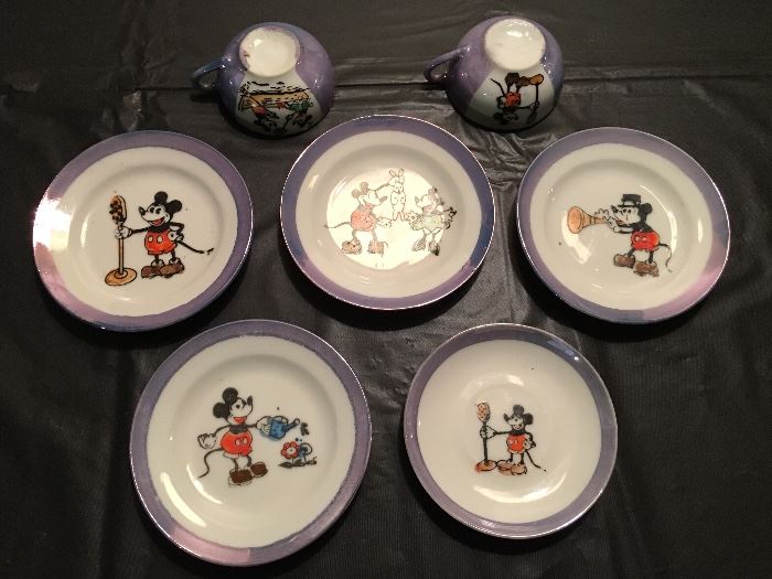 1930's Mickey Mouse Children's Dishes & Cups