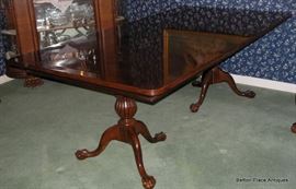 Stunning Mahogany Table , has one extension in it as shown, 8 feet long, 44 inches wide as shown in the photo.