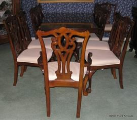 12 Chippendale style Dining Chairs, two Captains, 10 Normal, all Mahogany.