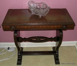 Small mid 20th Century End Table, Carving around the top edge. Walnut.