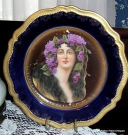 Cobalt, Gold gilt portrait Plate late 19th century from Germany.