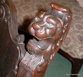 Griffins on the top back of Mahogany Rocker in previous photo.