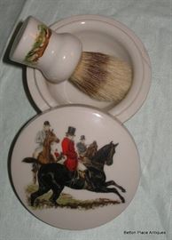 Antique English Staffordshire Shaving Set Fox Hunt