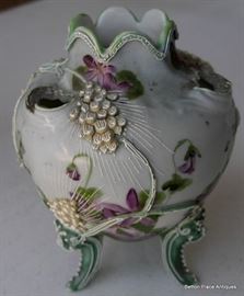 Exquisite small Nippon beaded vase with Violets