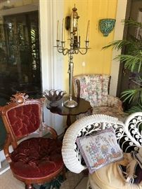 Another Victorian style chair and candleobra