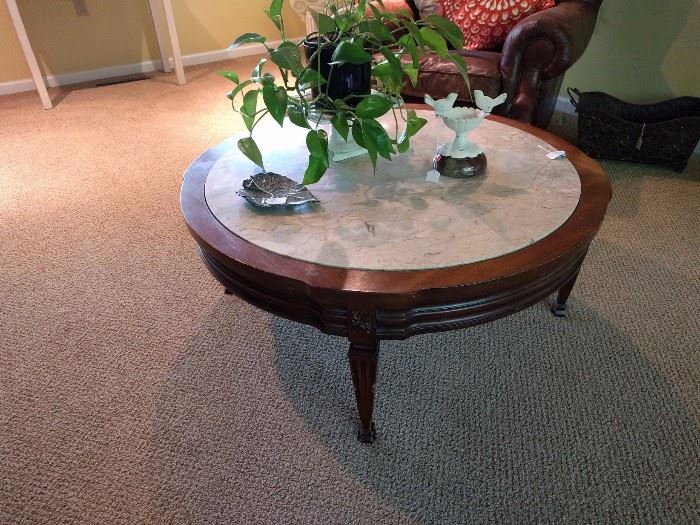 Marble top antique coffee table