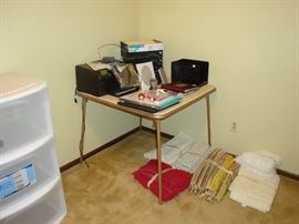 Printer, office supplies, rugs, Wii sports station