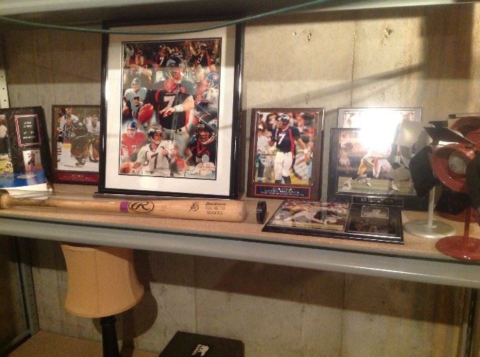 John Elway Grouping Rockies memorabilia including a Todd Helton bat. Signed