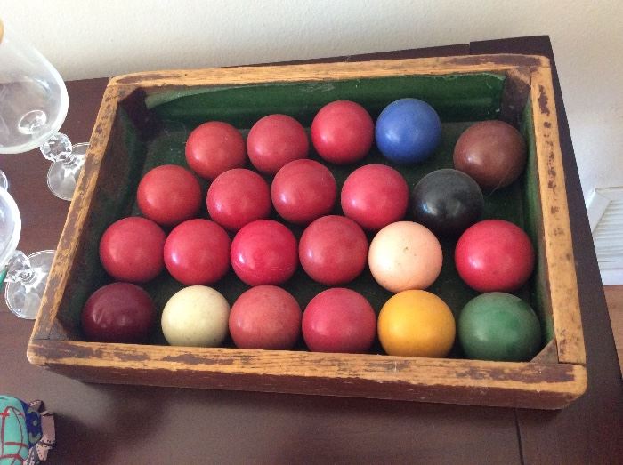 Antique snooker balls.
