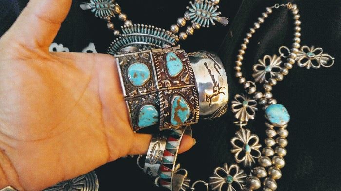 Vintage Indian sterling silver turquoise jewelry