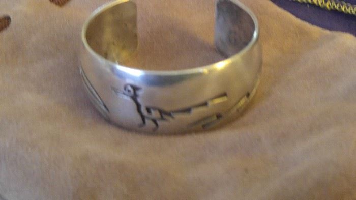 Sterling silver Roadrunner cuff bracelet